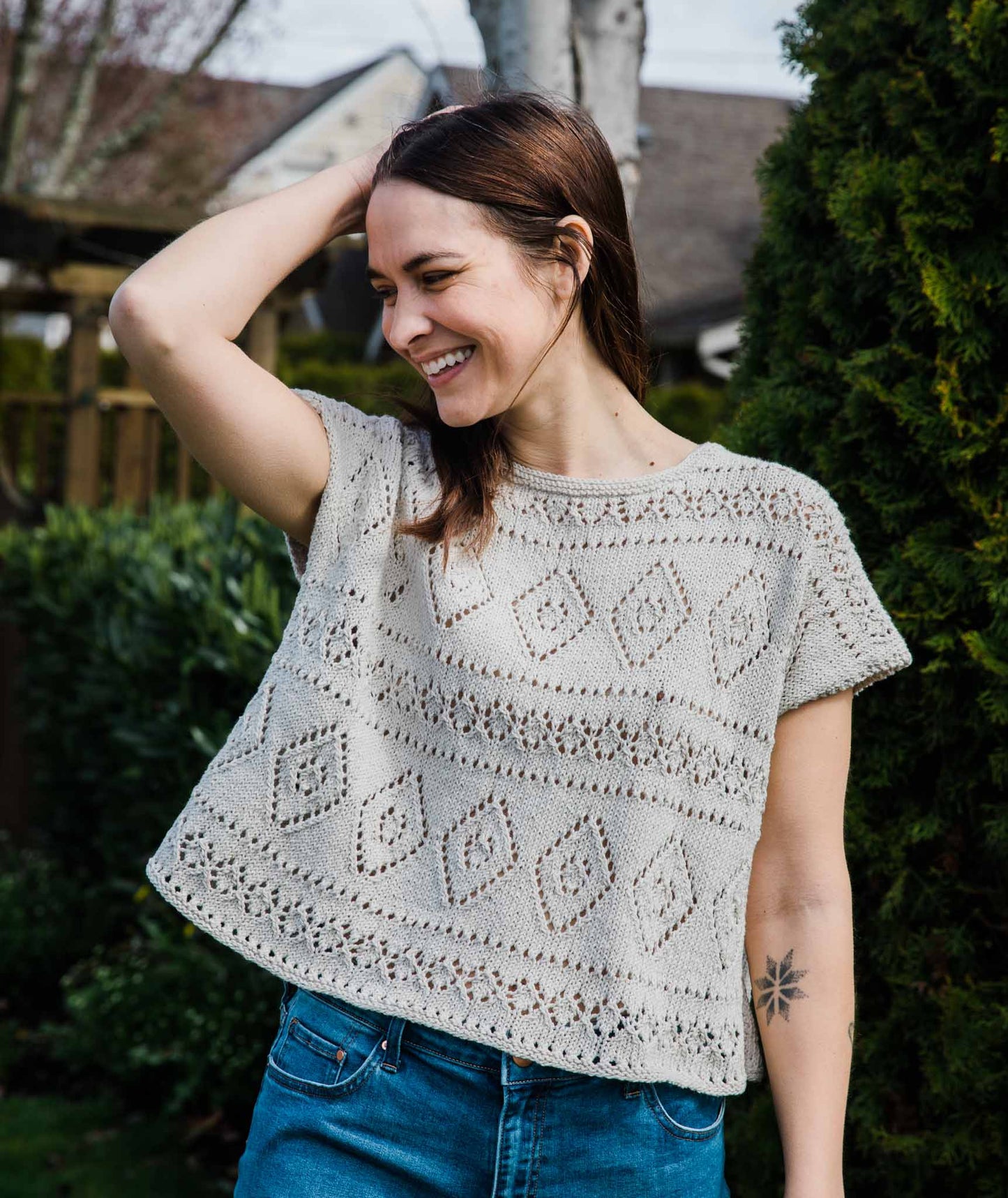 Boxy Lace Tee: Short Version Using Rowan Denim Revive