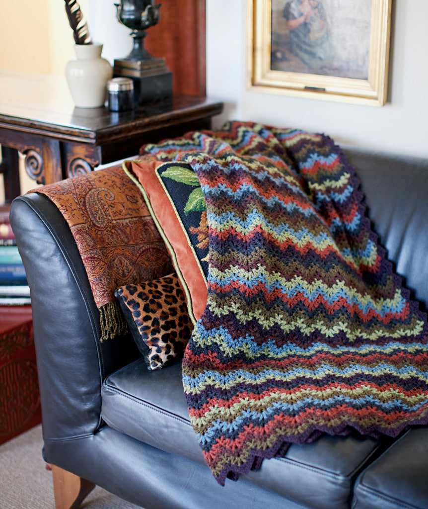 Vintage Crocheted Throw & Afghan (in 5 or 7 colors) Pattern