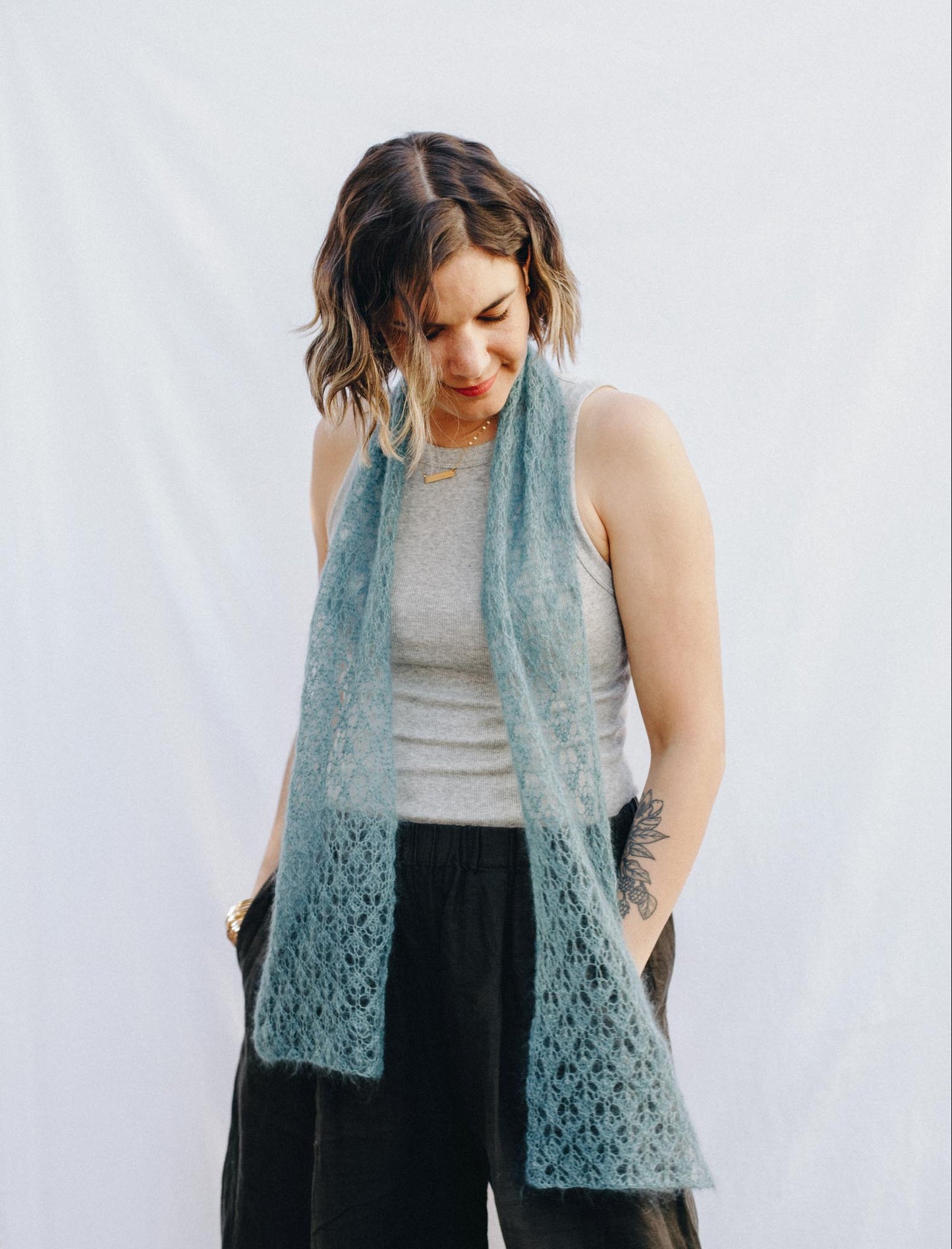 English Mesh Lace Scarf Using Rowan Kidsilk Haze