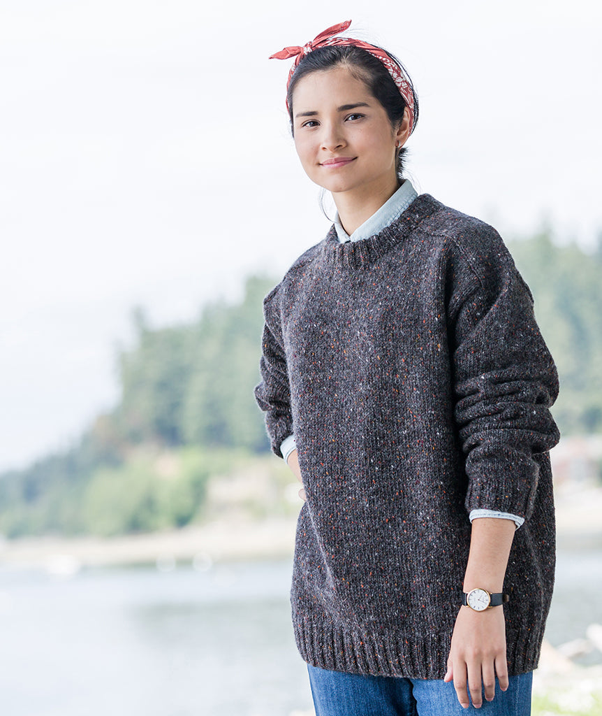 Saddle-Shoulder Men's Pullover Using Tahki Donegal Tweed