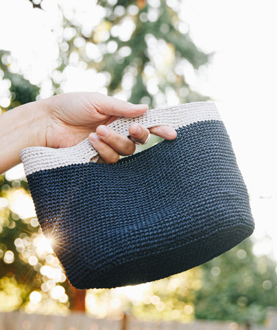 Oval Crocheted Bucket Bag: Clutch Version Using Wool and the Gang Ra-Ra Raffia
