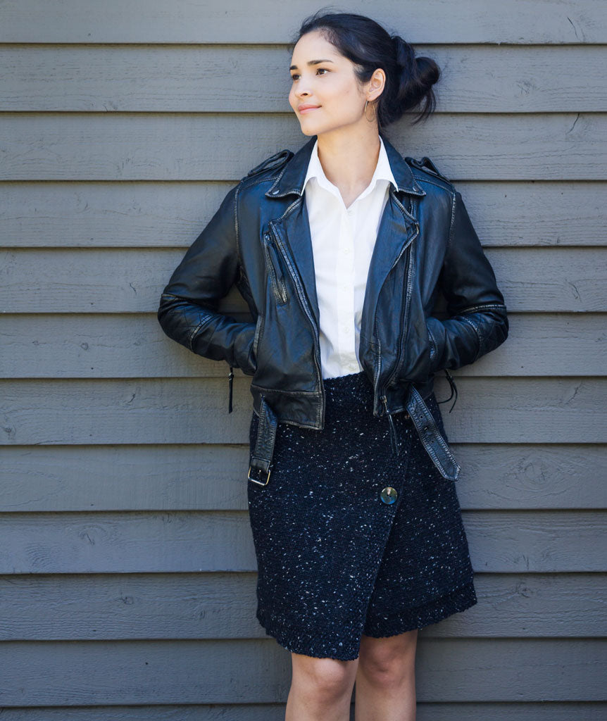 Buttoned Wrap Skirt Using Tahki Donegal Tweed