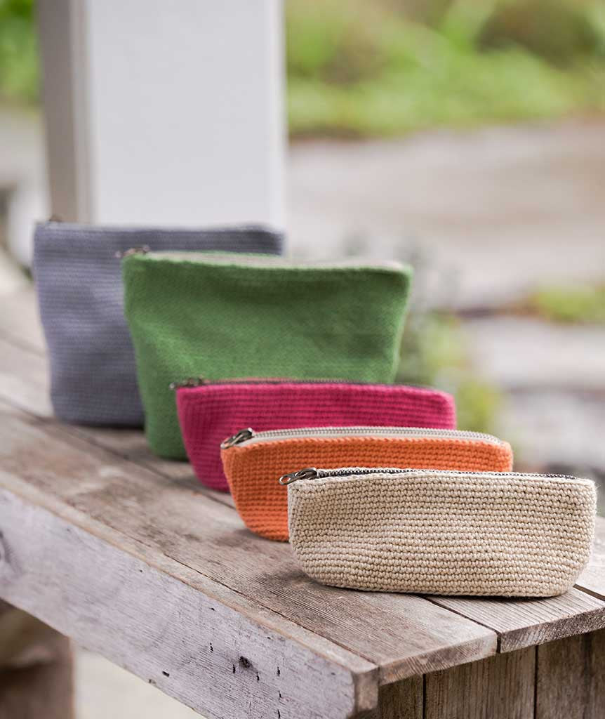 Oval Crocheted Pouches Using Rowan Handknit Cotton