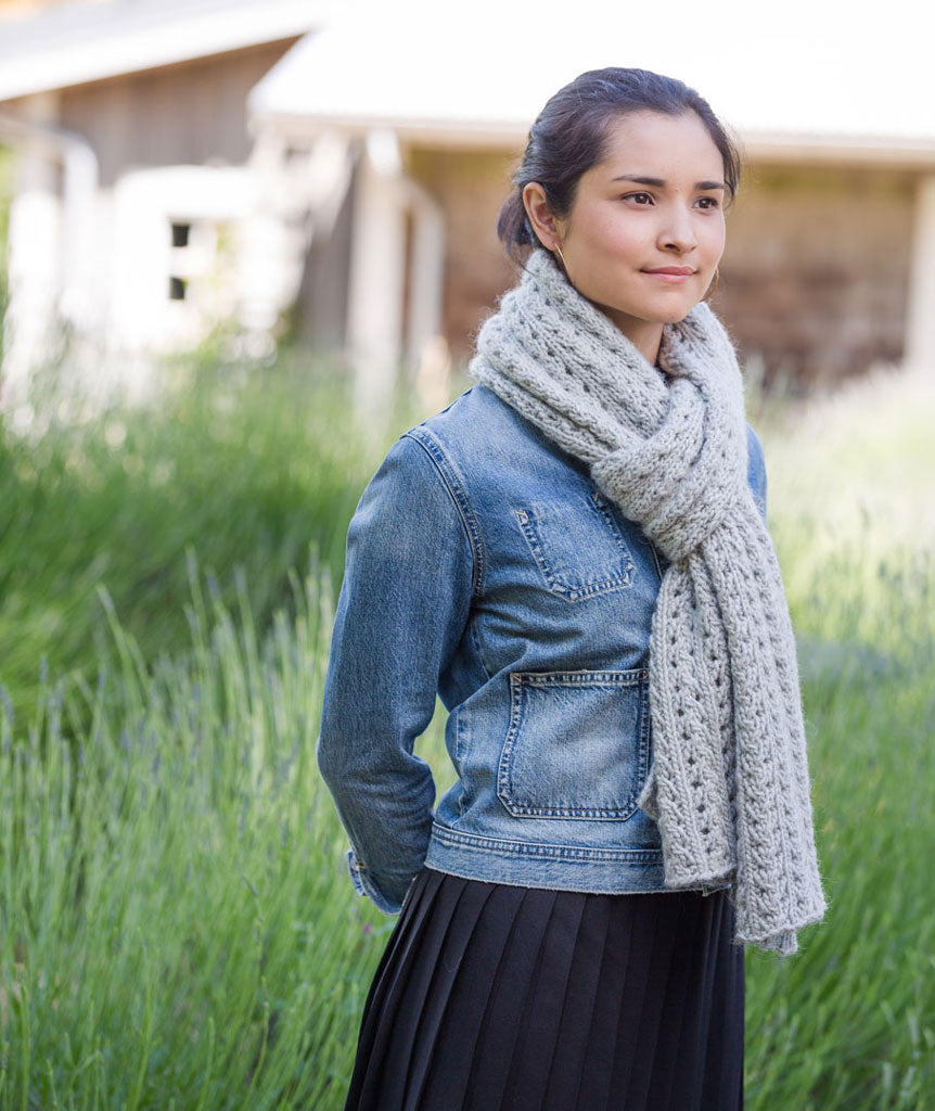 Ribbed Lace Scarf Using Rowan Cocoon