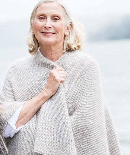 80-year old woman in a luscious wrap.