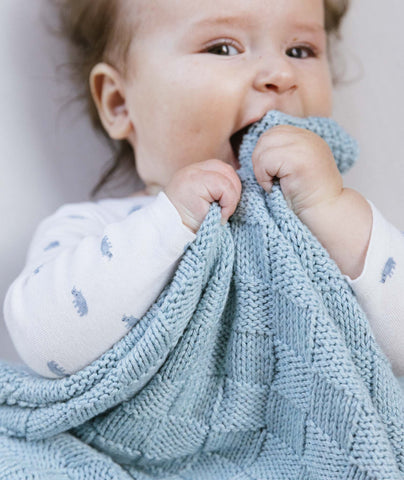 Block Stitch Baby Blanket Using Berroco Pima 100