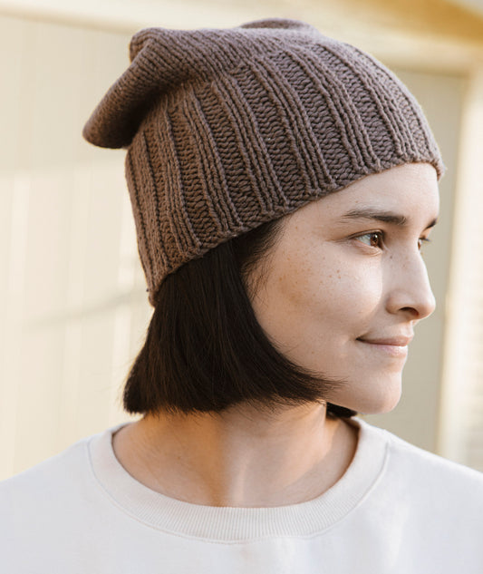 Boyfriend Watch Cap Using Blue Sky Fibers Organic Cotton Worsted