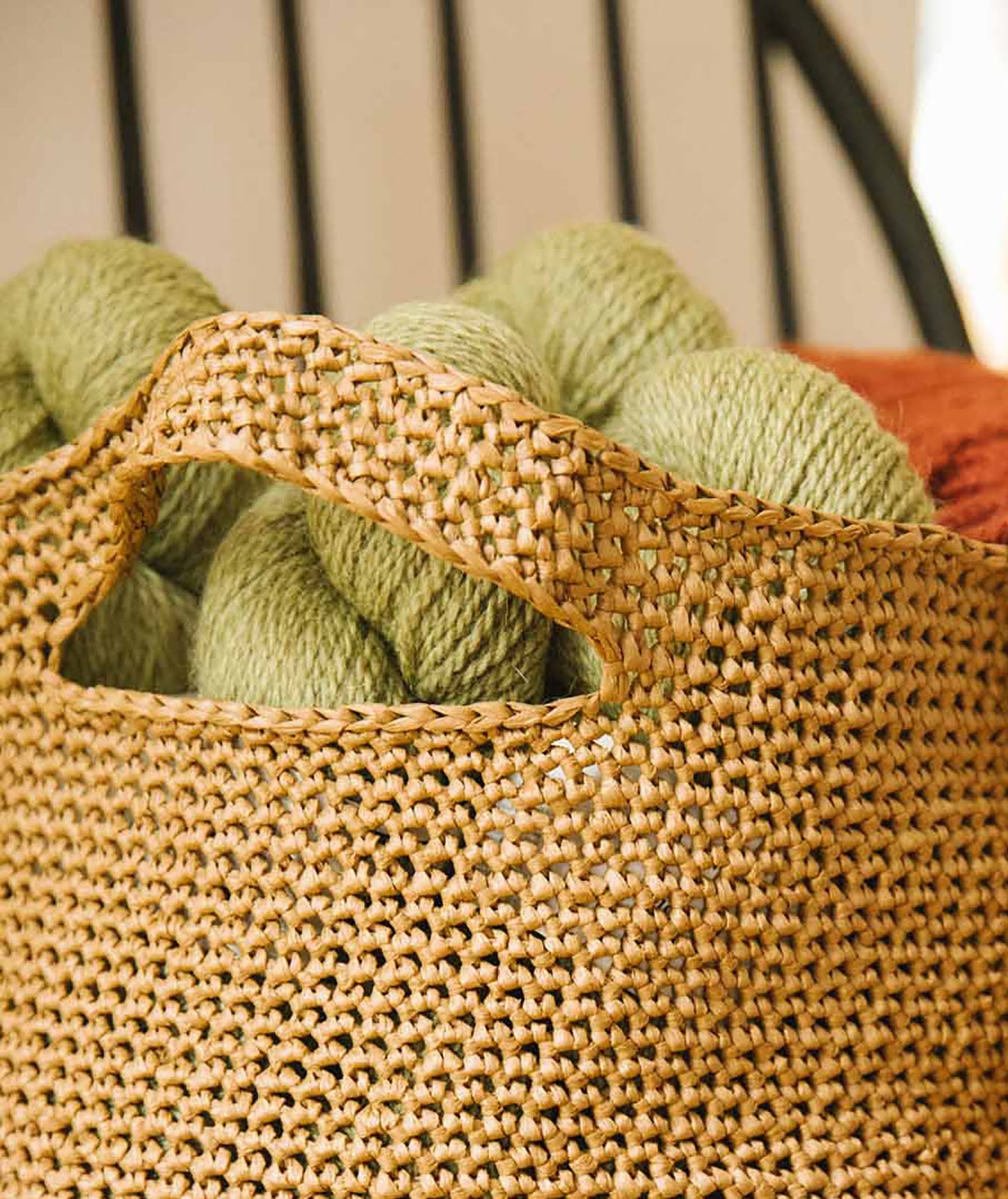 Crocheted Basket: Double Stranded Version Using Wool and the Gang Ra-Ra Raffia