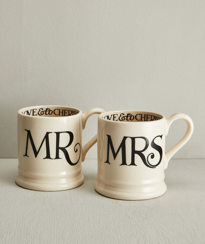 Emma Bridgewater Black Toast Mr & Mrs Half-Pint Mugs
