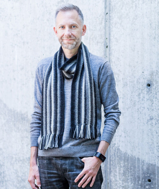 Striped Linen Stitch Scarf Using Blue Sky Fibers Baby Alpaca