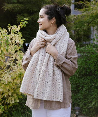 Ribbed Lace Scarf Using Isager Eco Soft