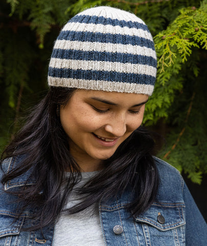 Striped Ribbed Beanie Using The Fibre Co. Lore