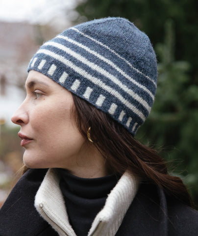 Up & About Striped Beanie Using Jamieson's Shetland Spindrift