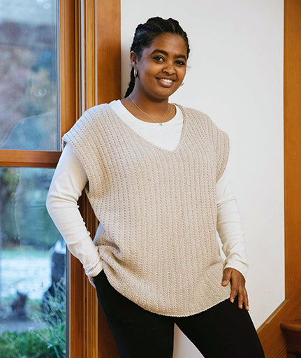 Flat Rib Popover Using Rowan Cotton Cashmere