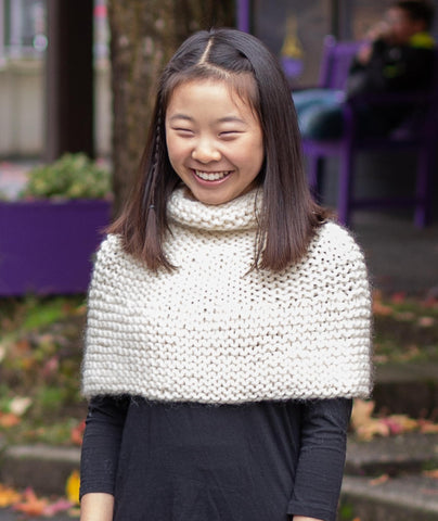 Child's Shoulder Cozy in Rowan Big Wool and Sesia Bluebell