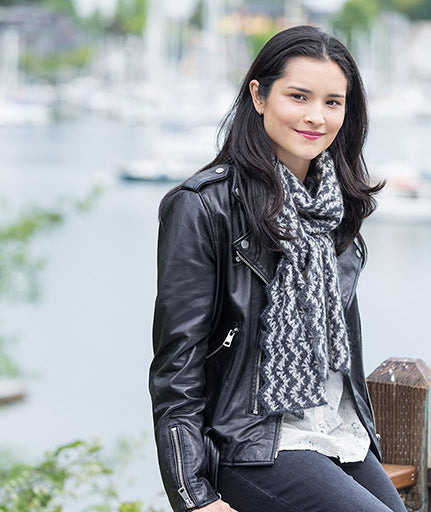 Vintage Crocheted Scarf: 2-Color Version Using Isager Silk Mohair