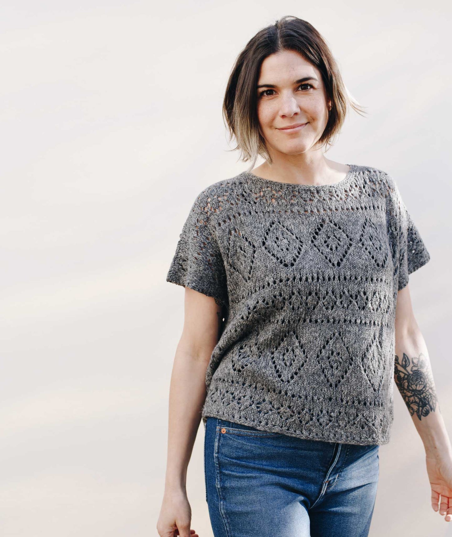 Boxy Lace Tee: Short Version Using Woolfolk Stra