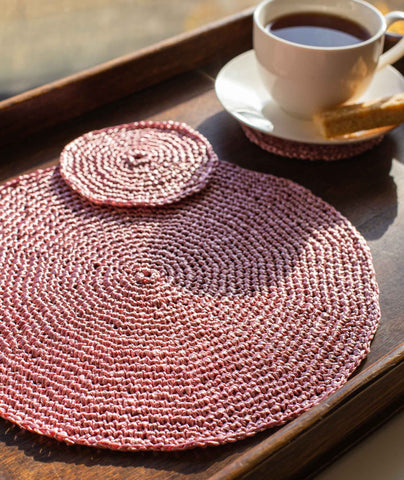 Crocheted Placemats & Coasters Using Wool and the Gang Ra-Ra Raffia