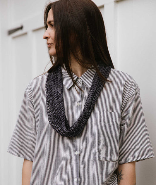 Crocheted Moebius Cowl Using Habu Root Sizing Silk