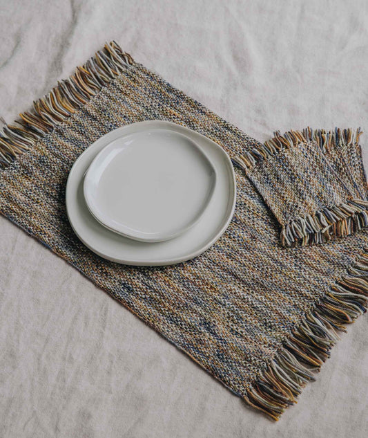 Knitted Coasters & Table Mat Set Using Koigu KPPPM