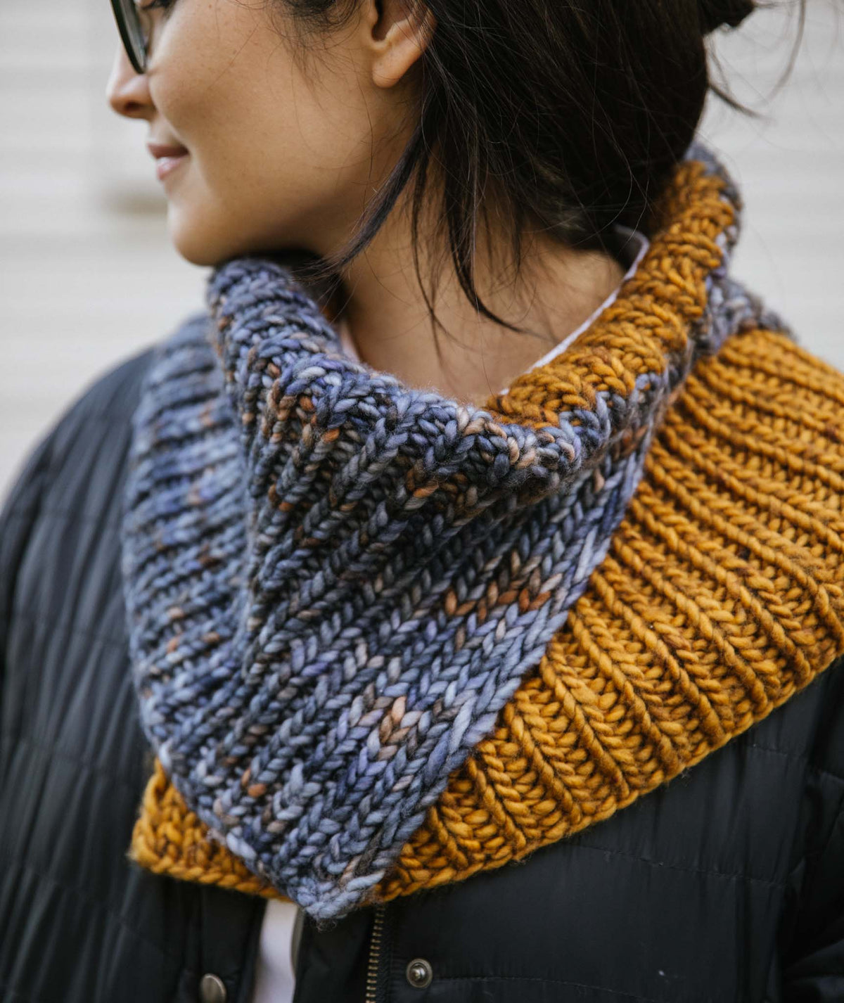 Double Split Color-Blocked Cowl Using Madelinetosh A.S.A.P ...