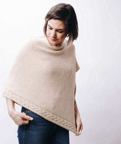 Easy Folded Poncho with Cable Border Using Blue Sky Fibers Baby Alpaca