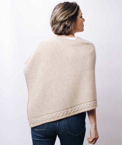 Easy Folded Poncho with Cable Border Using Blue Sky Fibers Baby Alpaca