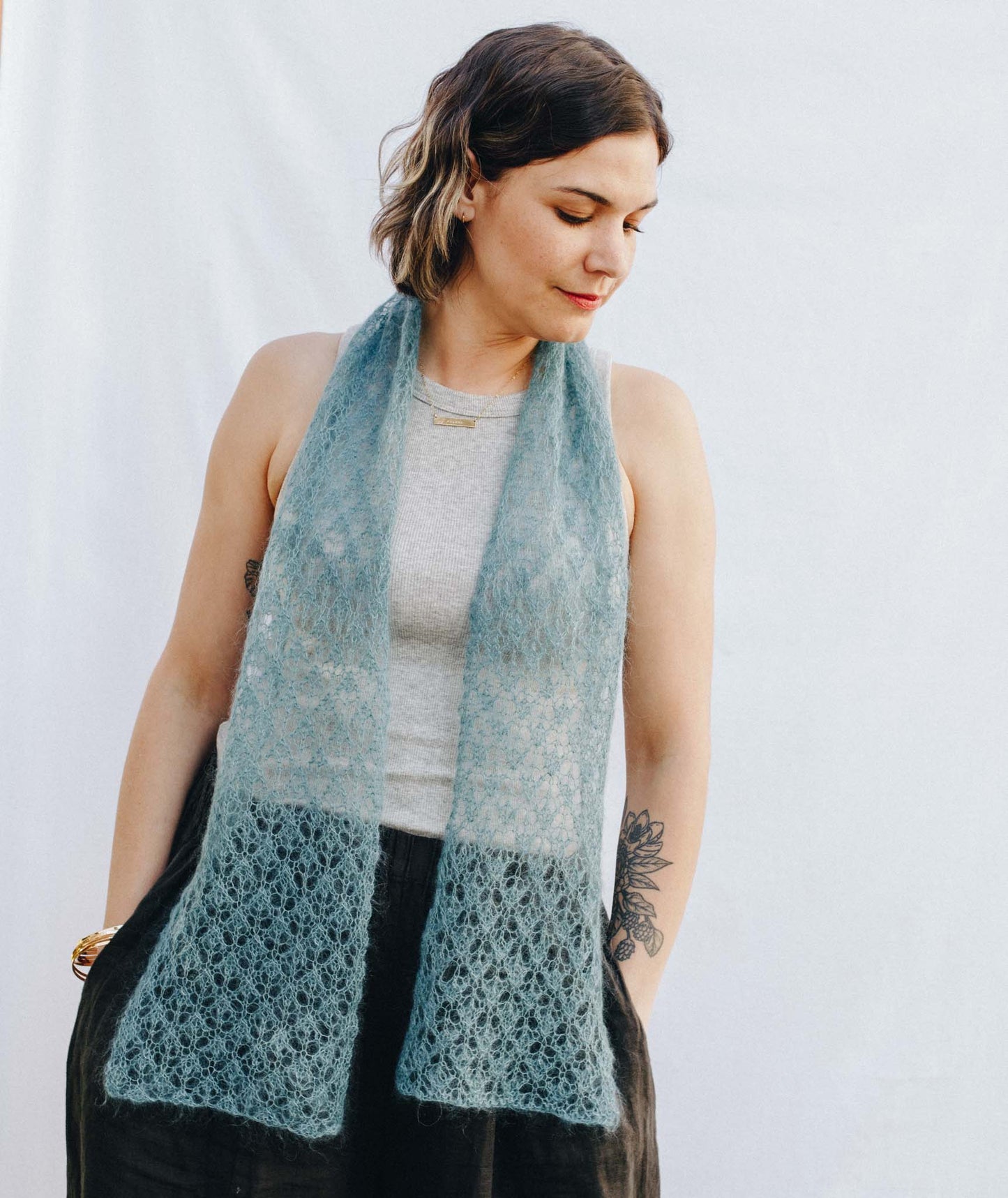 English Mesh Lace Scarf Using Rowan Kidsilk Haze