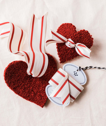 Felted Heart Ornaments Using Brown Sheep Lamb's Pride Worsted