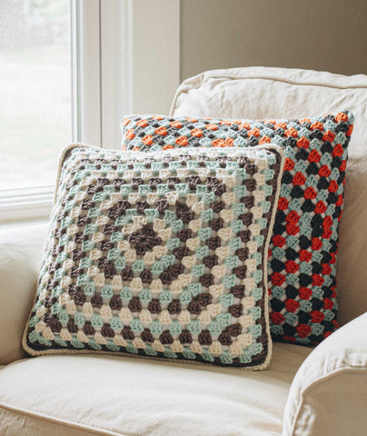 One Big Granny Square Pillow Using Blue Sky Fibers Organic Cotton Worsted