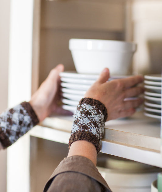 Colorwork Cuffs & Mittens Using Rowan Fine Tweed