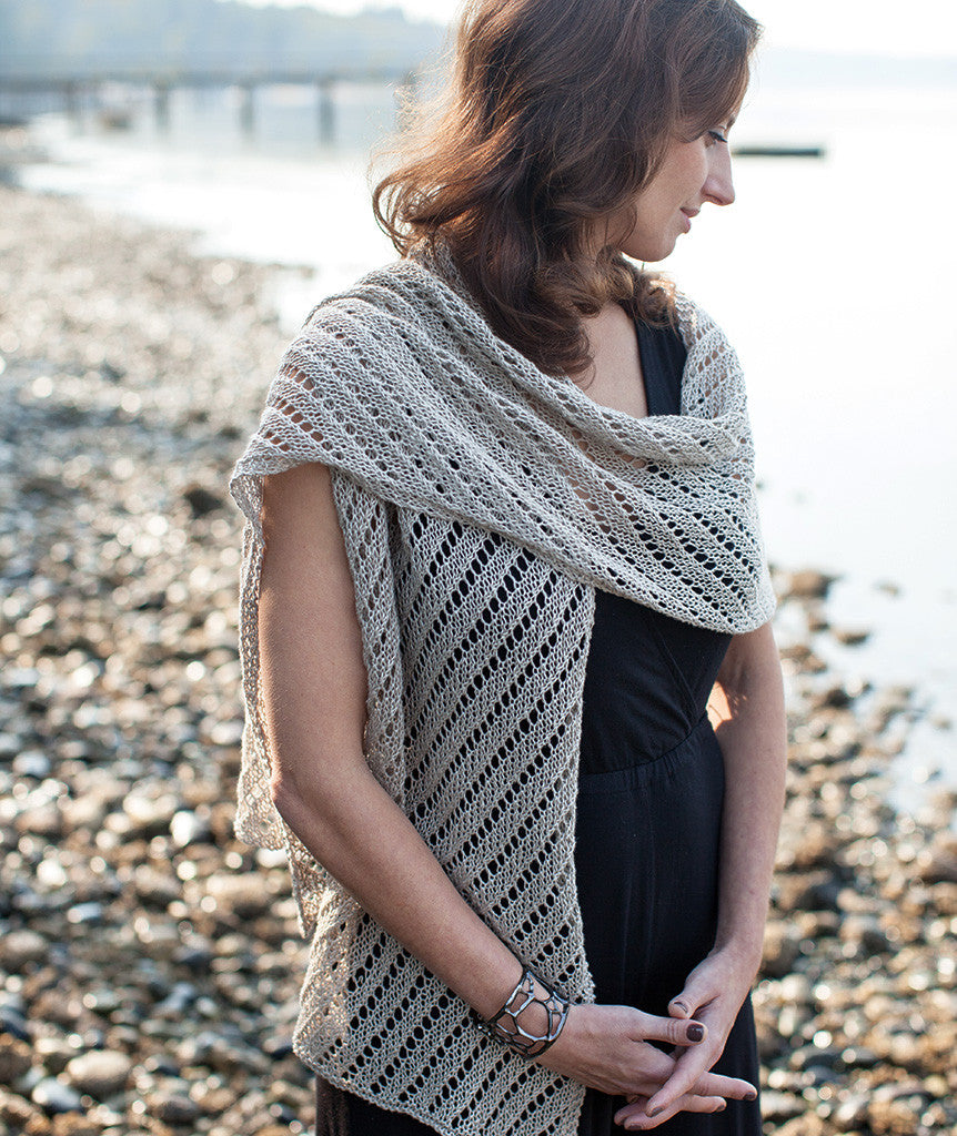 Diagonal Lace Wrap Using Louet Euroflax Sport