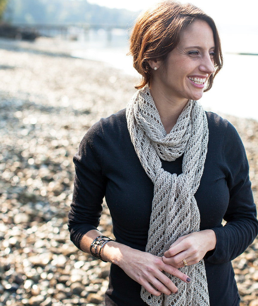 Diagonal Lace Wrap Using Louet Euroflax Sport