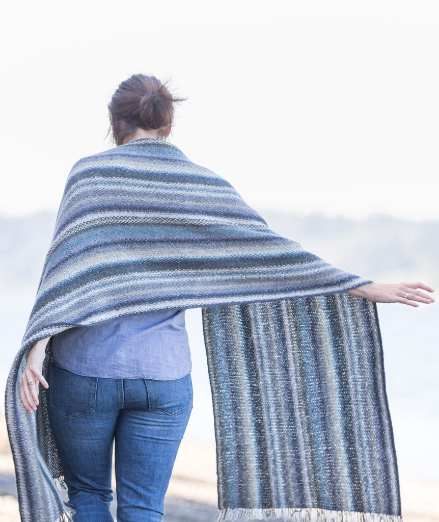 Striped Linen Stitch Wrap Using Rowan Felted Tweed