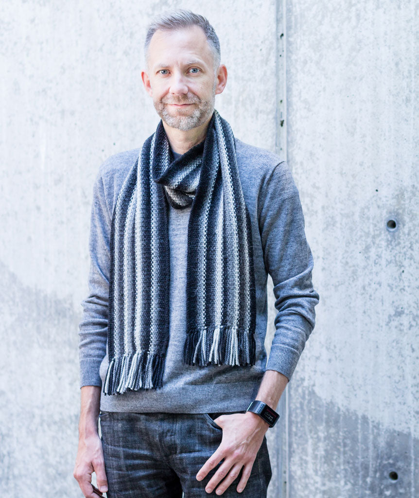 Striped Linen Stitch Scarf Using Blue Sky Fibers Baby Alpaca