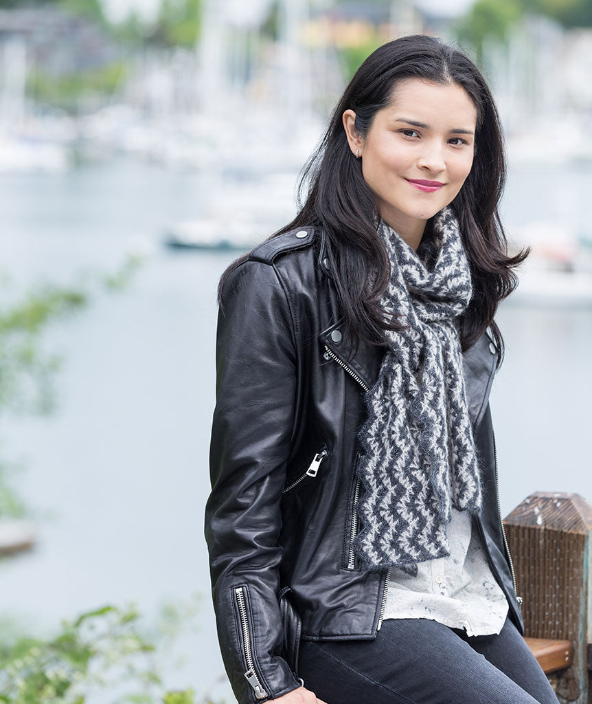 Vintage Crocheted Scarf: 2-Color Version Using Isager Silk Mohair