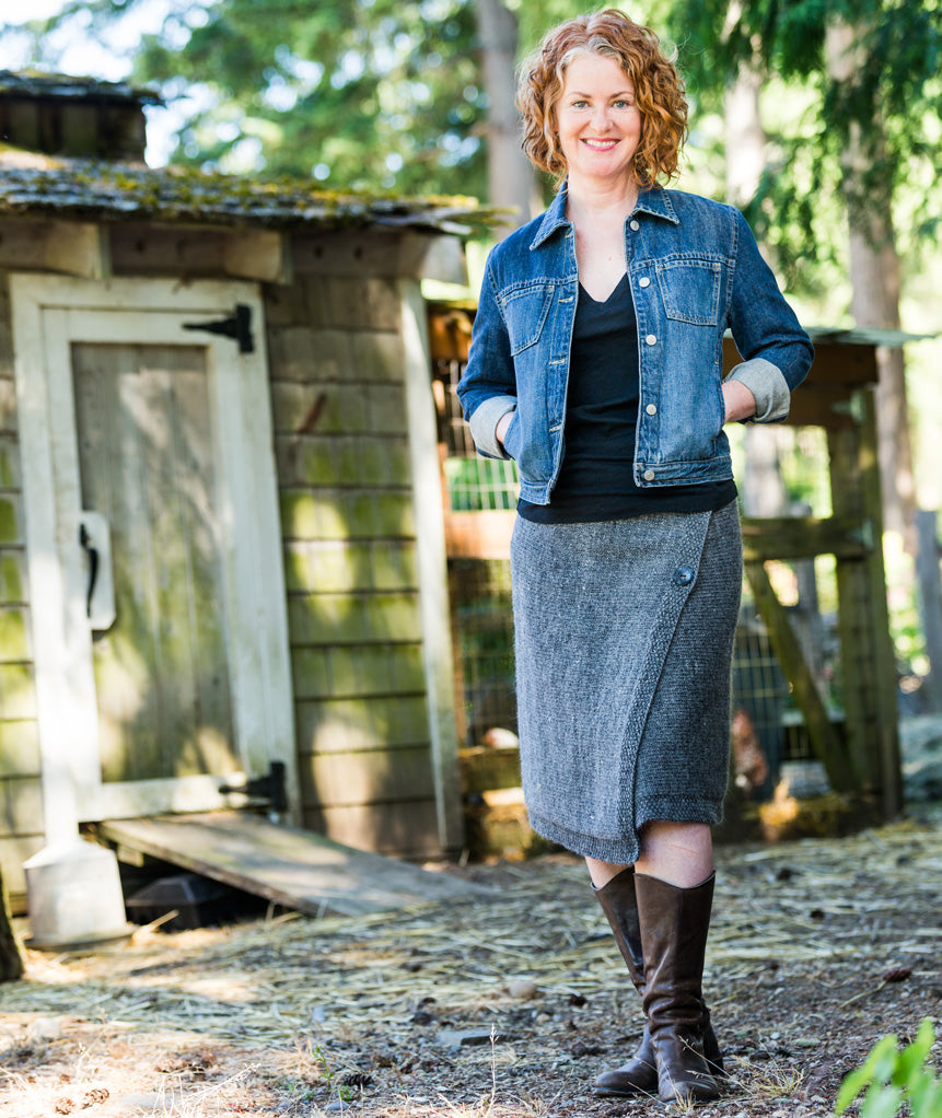Buttoned Wrap Skirt Using Brown Sheep Lamb's Pride