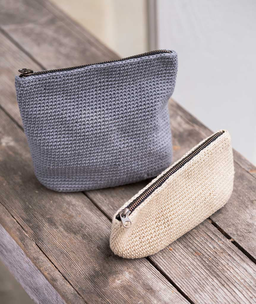 Oval Crocheted Pouches Using Rowan Handknit Cotton