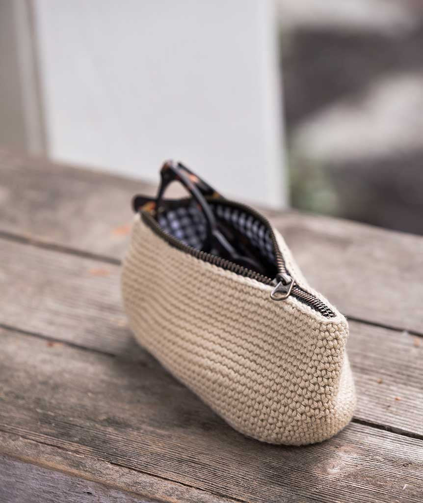 Oval Crocheted Pouches Using Rowan Handknit Cotton