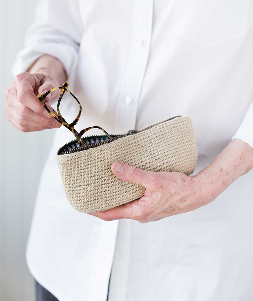 Oval Crocheted Pouches Using Rowan Handknit Cotton