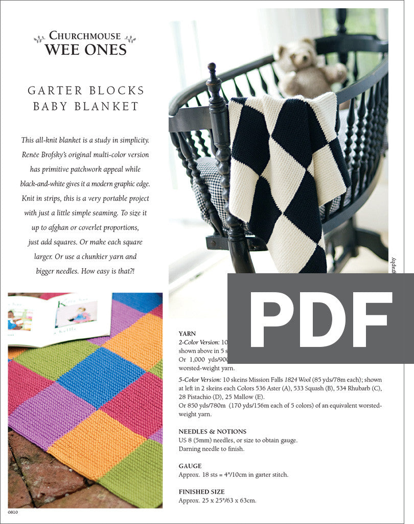 Garter Blocks Baby Blanket (In or Colors)