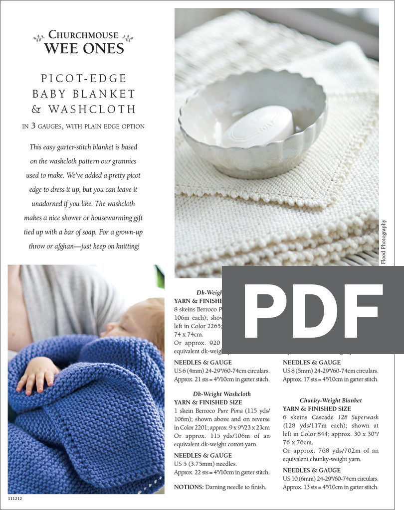 Picot-Edge Baby Blanket Washcloth (in gauges)