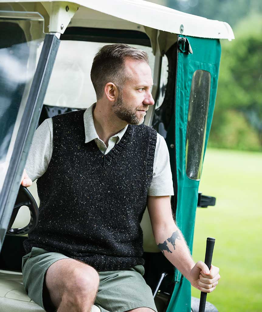 His Vest Using Rowan Tweed DK