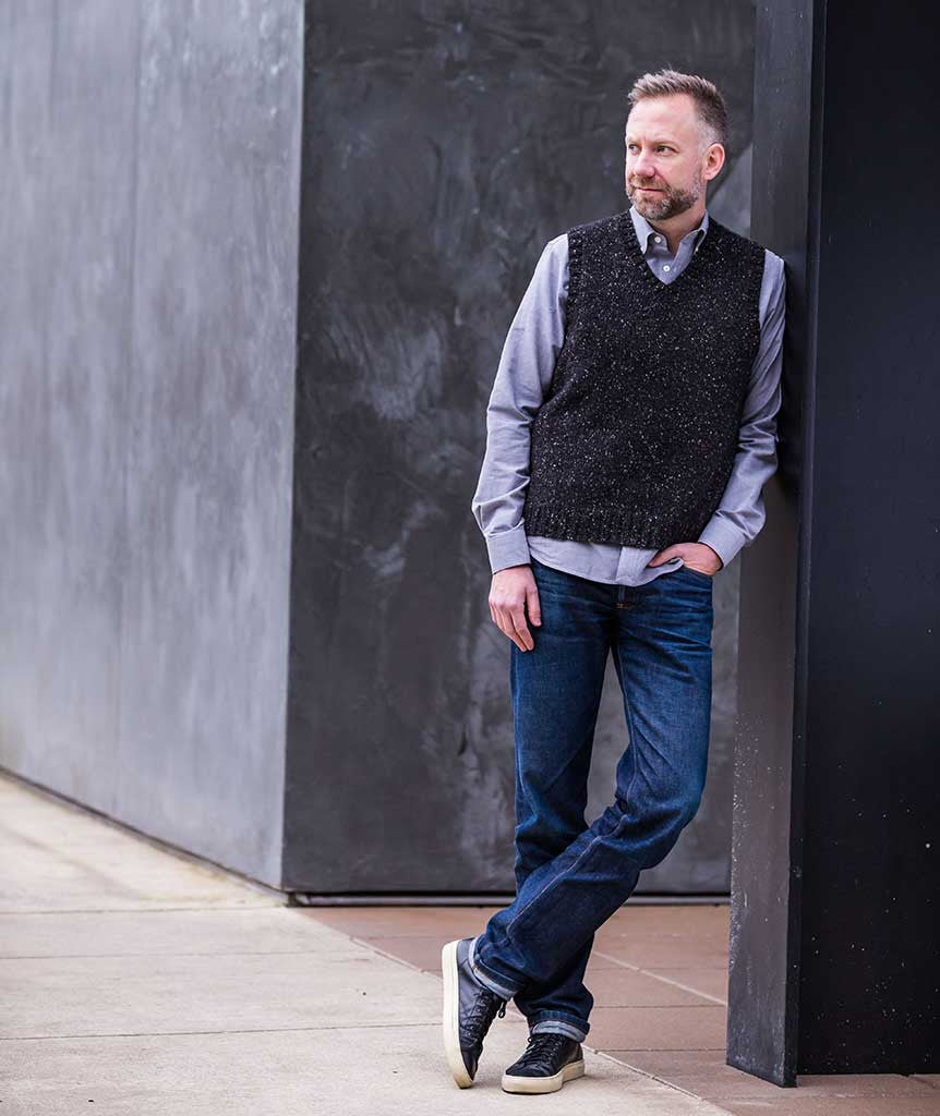 His Vest Using Rowan Tweed DK