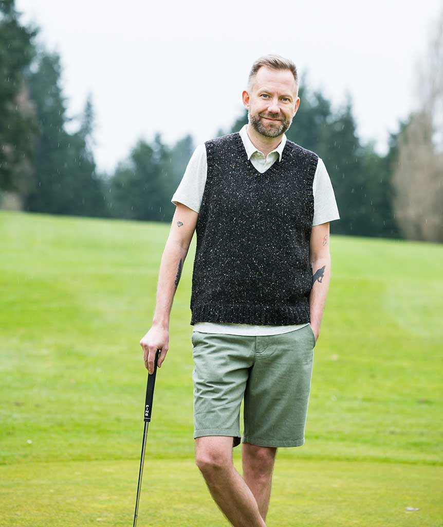 His Vest Using Rowan Tweed DK