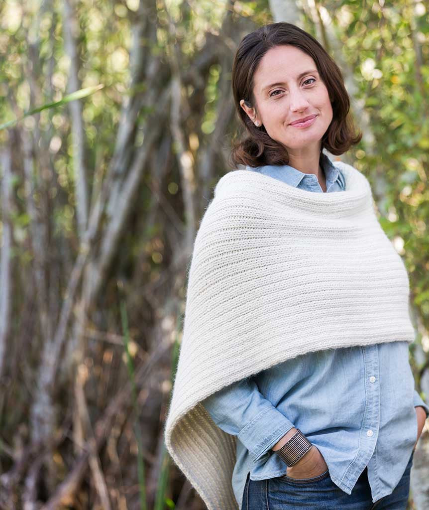 Lofty Alpaca Blend Knitted Poncho, Biscuit
