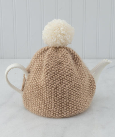 Seed Stitch Pompom Tea Cozy Using Rowan Kid Classic