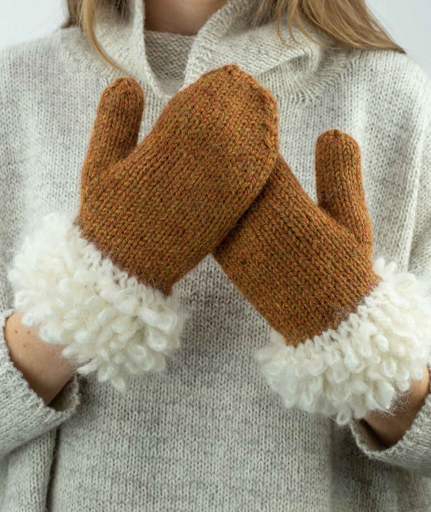 Woolly Loop Mittens Using Loopy Mango Mohair So Soft & Berroco Ultra Alpaca Chunky